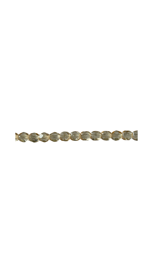 Fire-Polished Glass, Tr. Crystal Gold Luster, 4mm Faceted Round, Approx. 100 per bag.