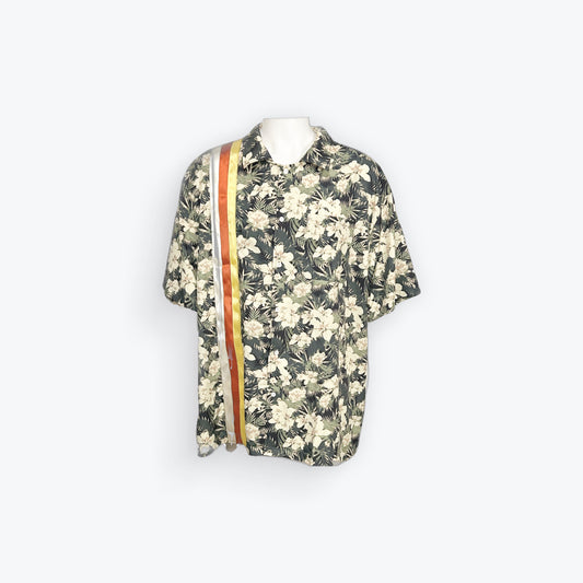 Adult Ribbon Shirt Green Orange Floral Size 2XL