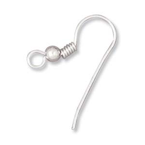 Hook Ear Wire 22mm Round Coil 3mm Bead Sterling Silver