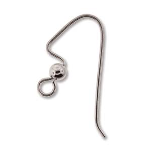 Hook Ear Wire 22mm W/ 3MM Bead Silver Plated (32PCS)