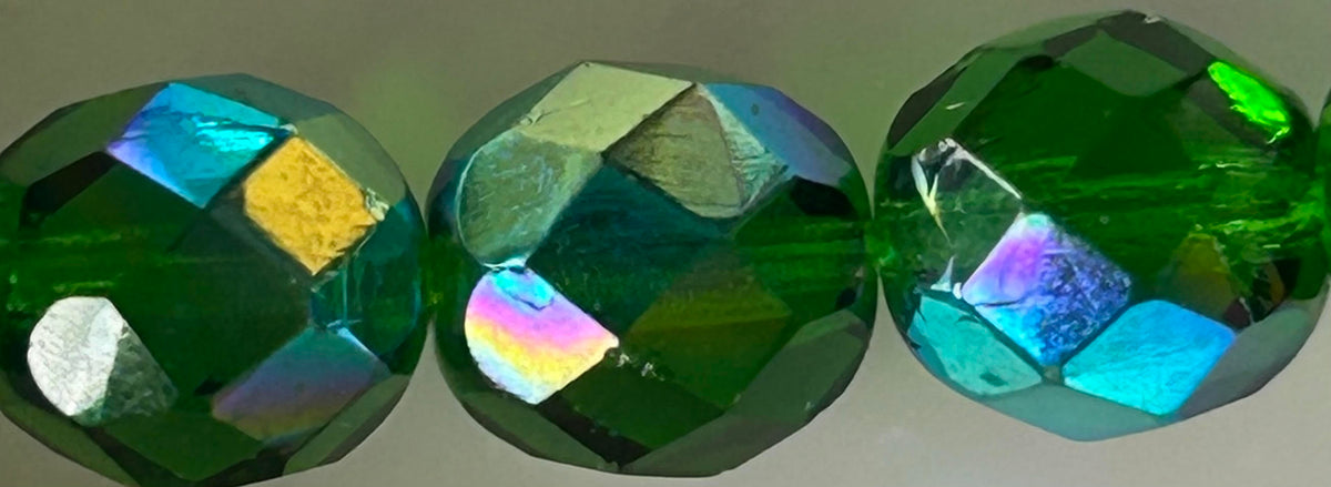 F.P. 8mm Emerald AB Approx. 50 Pieces