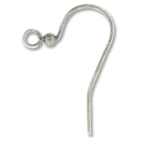 Hook Ear Wire 2mm Ball Ant. Silver Plate 50 pcs