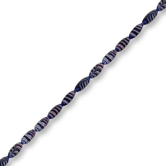 Venetian Cobalt Feather Trade Beads, 8x18mm Oval