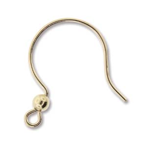Hook Ear Wire Circle W/ 3mm Bead Gold Bead (Per Pair)