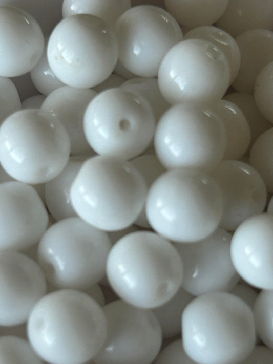 Round Glass Trade Bead 6mm White Apprx. 100