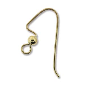 Hook Ear Wire 22mm Ear Wire W/3mm Bead Gold Plated 144/B