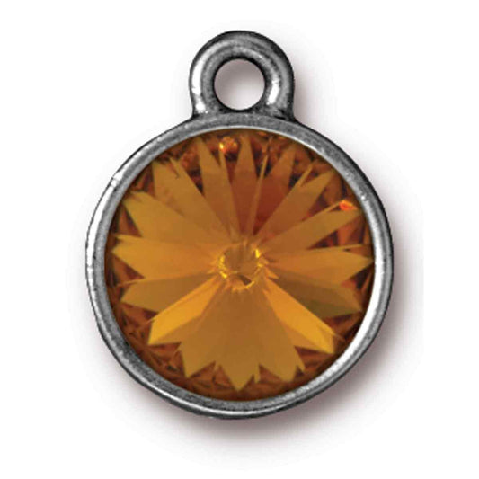 Charm W/Swar 12mm Rivoli Topaz