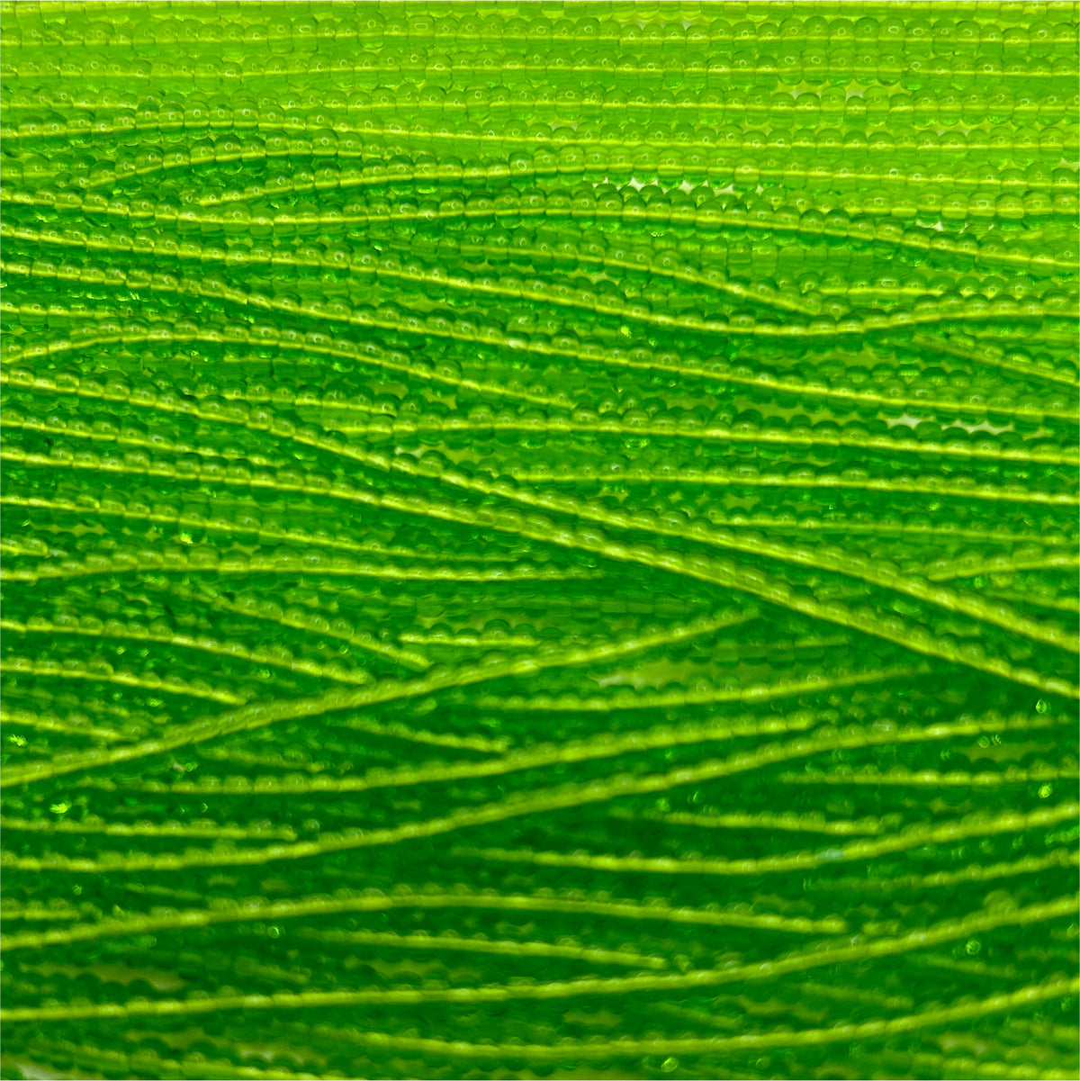 Czech Seed Bead 11/0 Transparent Chartreuse Strung