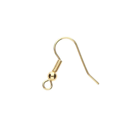 Earwire 20mm w/ 3mm bead/coil Gold Plated (36 Pcs)