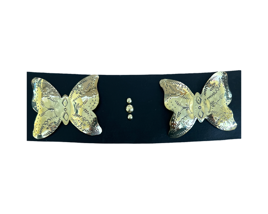 Belt w/Butterfly Red Brass Conchos 30"-Glenda Begay