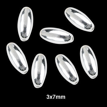 Silver Plated Oval Beads - 3x7mm
