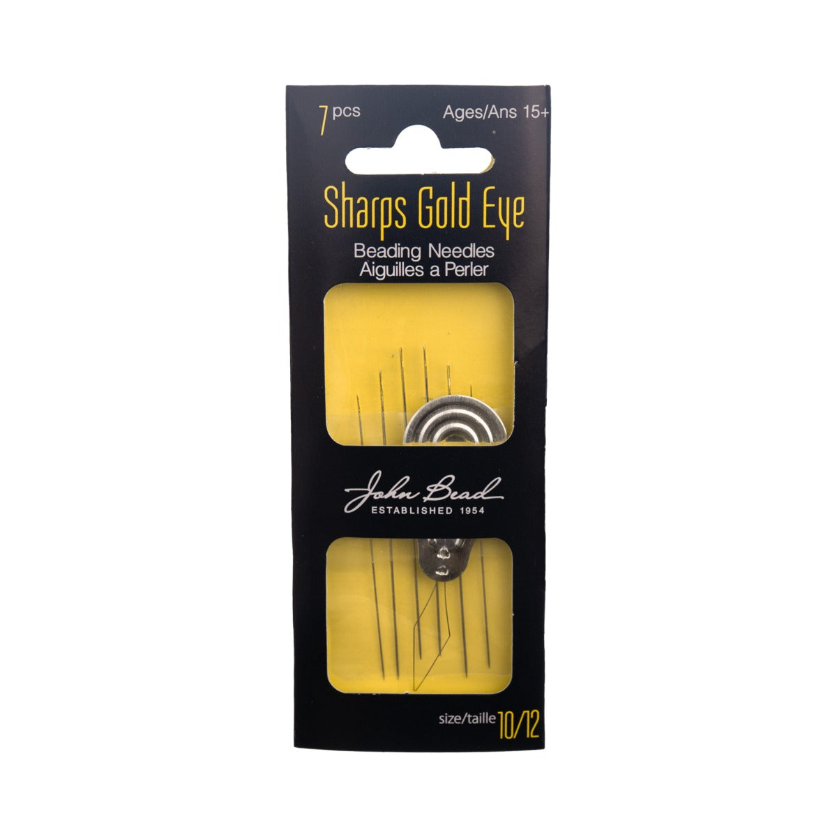 Sharps Gold Eye Beading Needle w/Threader Size 10/12