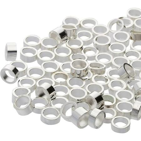 Tube Crimp Beads x 3mm Pieces Color Cylindrical Shape Sharp Edges to Secure The Ends of Jewelry Stringing Wires and Cables Silver Plate 4mm x 3mm