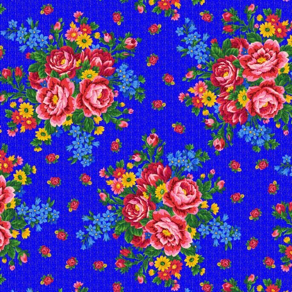 CF Kokum Silver Metallic Floral-Royal Blue