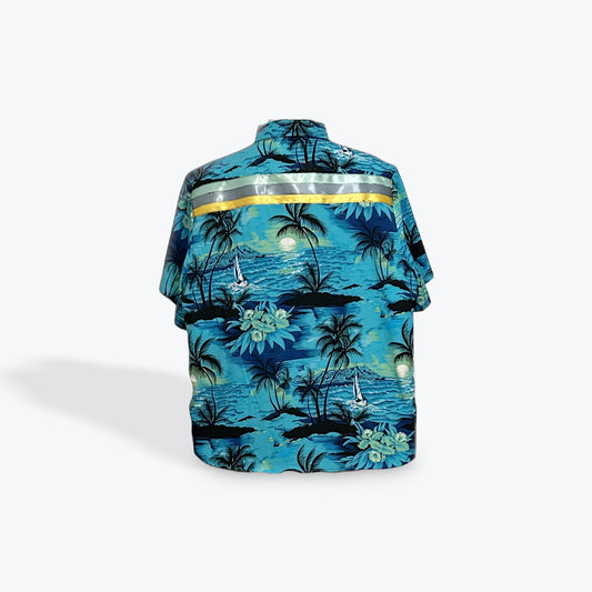 Adult Ribbon Shirt Turquoise/Yellow Hawaiian Size 3XL