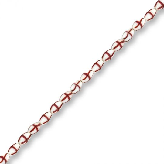 Venetian White Cross Trails Trade Beads, 10x15mm Oval