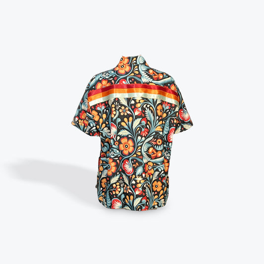 Ribbon Shirt Short Sleeve Floral -Size 3XL