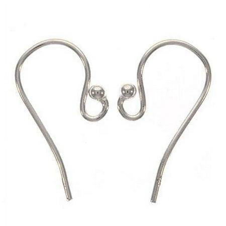 Hook Ear Wire 20mm W 2mm Ball Silver Plate- 40 pcs