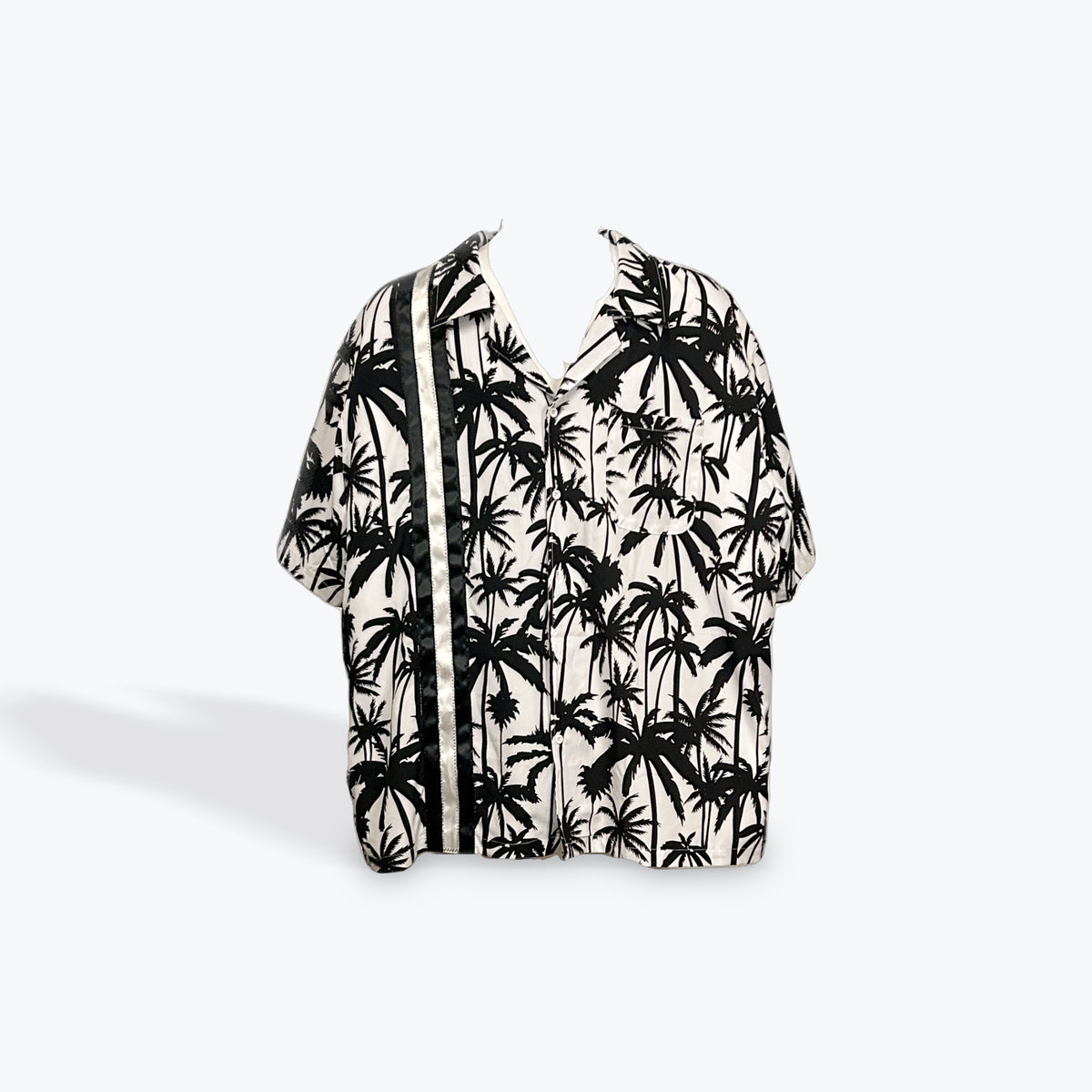 Adult Ribbon Shirt Black/White Short Sleeve Size 5XL