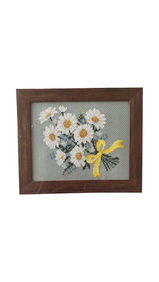 Lecien Cosmo Cross Stitch Kit Seasonal Flower Arrangement-Margaret Bouquet (with English Instruction) No.592311 Frame Size 7 1/2 " x 6 1/4 "