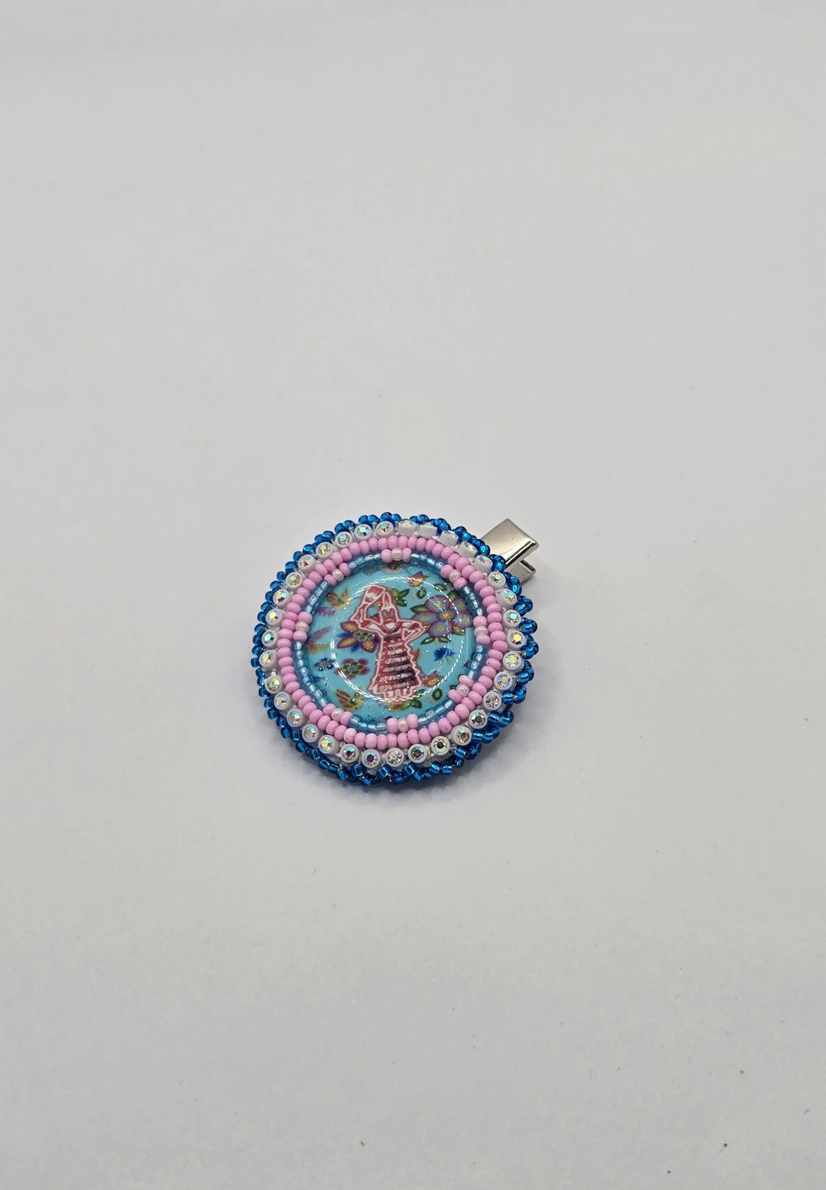 Blue & Pink Jingle Dress Dancer Barrette by Darla Rogers
