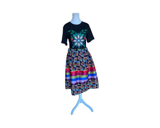 Adult Ribbon Skirt, Blue Floral (Shyla Bearhart)