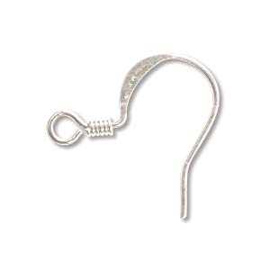 Hook Ear Wire W/ Coil Silver Plate -50 pcs
