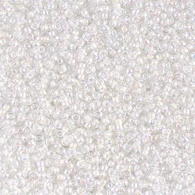 Miyuki Round 15/0 White Lined Crystal Ab