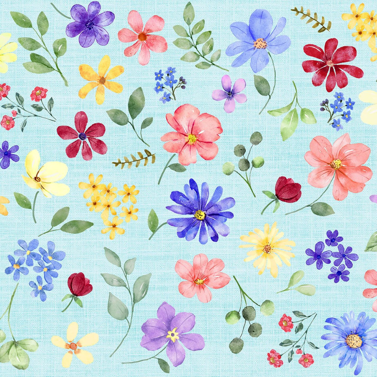 CF Tossed Watercolor Flowers Cotton