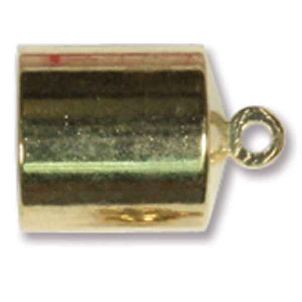 The Beadsmith Barrel End Cap Gold Plate with Ring 12.5mm, Fits 8mm Cord
