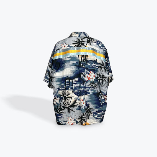 Adult Ribbon Shirt Blue/Yellow Hawaiian Size 5XL