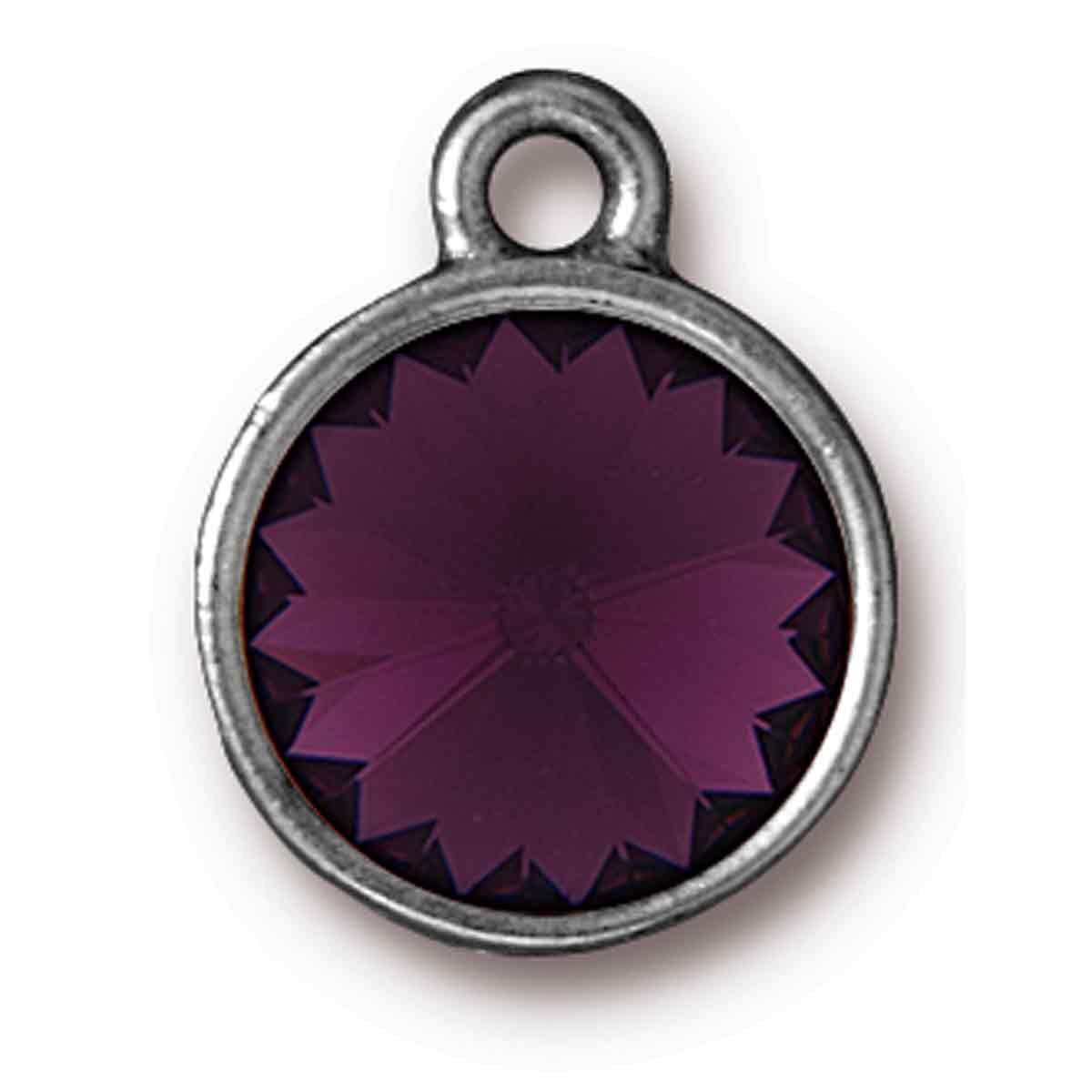 Charm W/Swar 12mm Rivoli Amethyst