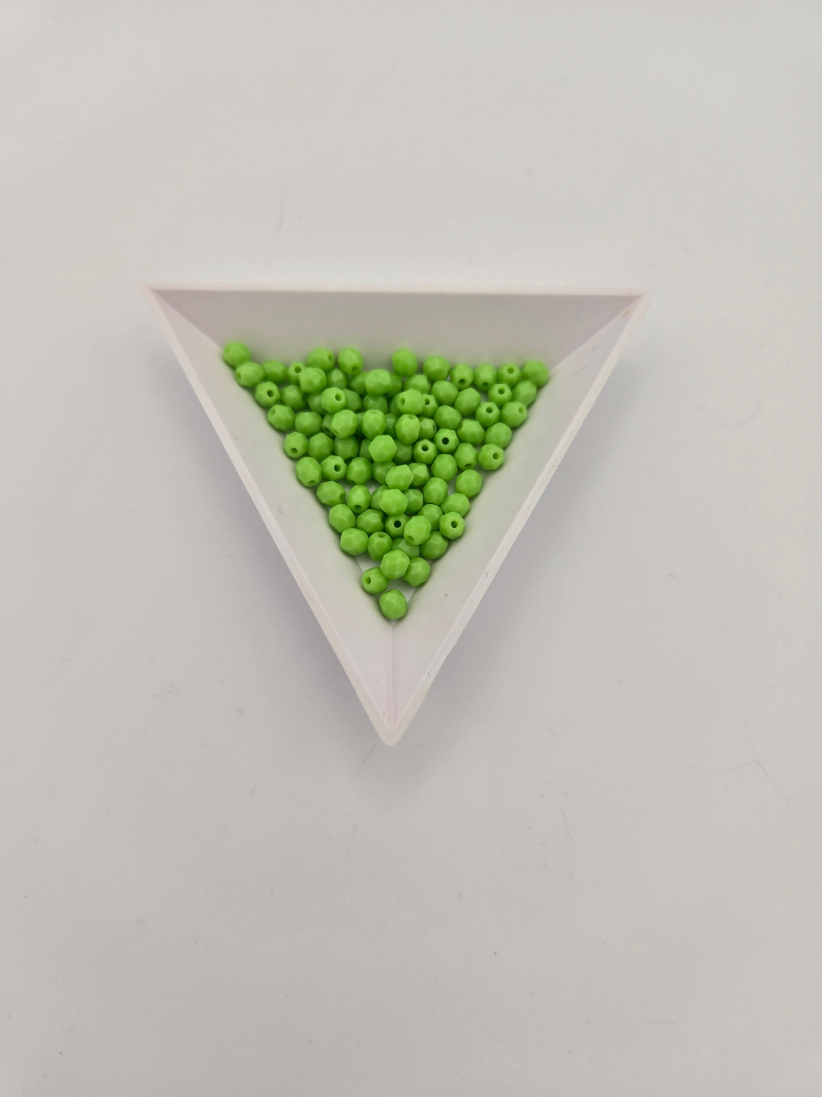 Fire-Polished Glass, Op. Lt. Green, 4mm Faceted Round, Approx. 100 per bag.