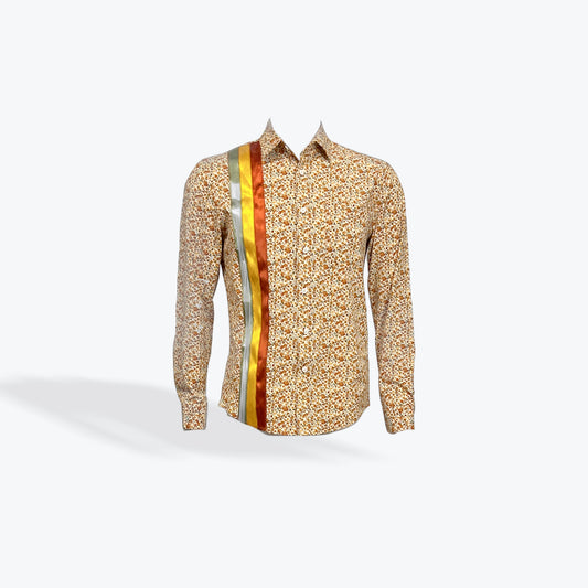 Adult Ribbon Shirt Yellow Floral Size Small (Jeri Emery)