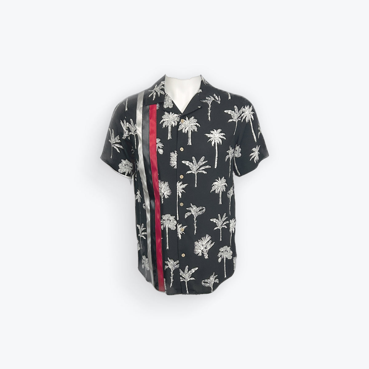 Adult Ribbon Shirt Black Palm Trees- Size Small