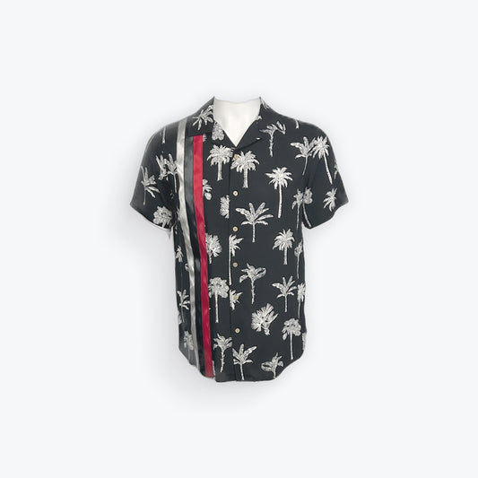 Adult Ribbon Shirt Black Palm Trees- Size Small