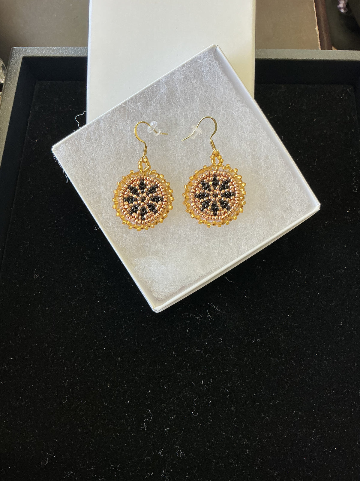 Tiny Floral Burst Copper Earrings